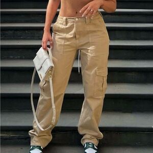 Give Me A Break Cargo Carpenter Jeans - Khaki